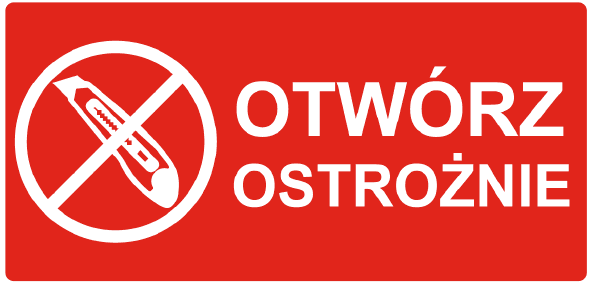 Etykiety ostrzegawcze "OTWORZ OSTROŻNIE" 100x50