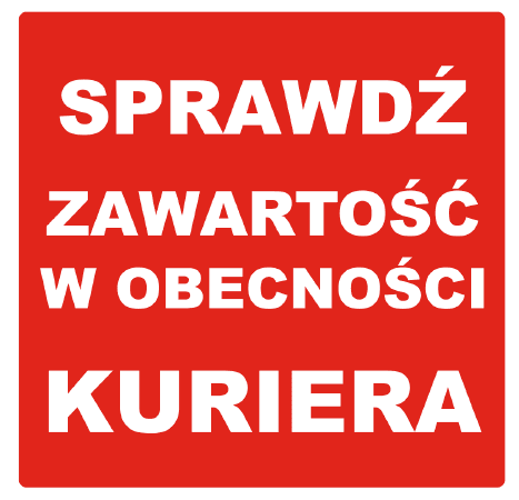 Etykieta ostrzegawcza "Sprawdź Zawartość" 100x100mm